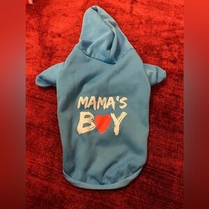 Blue Dog Hoodie with 'Mama's Boy' Print